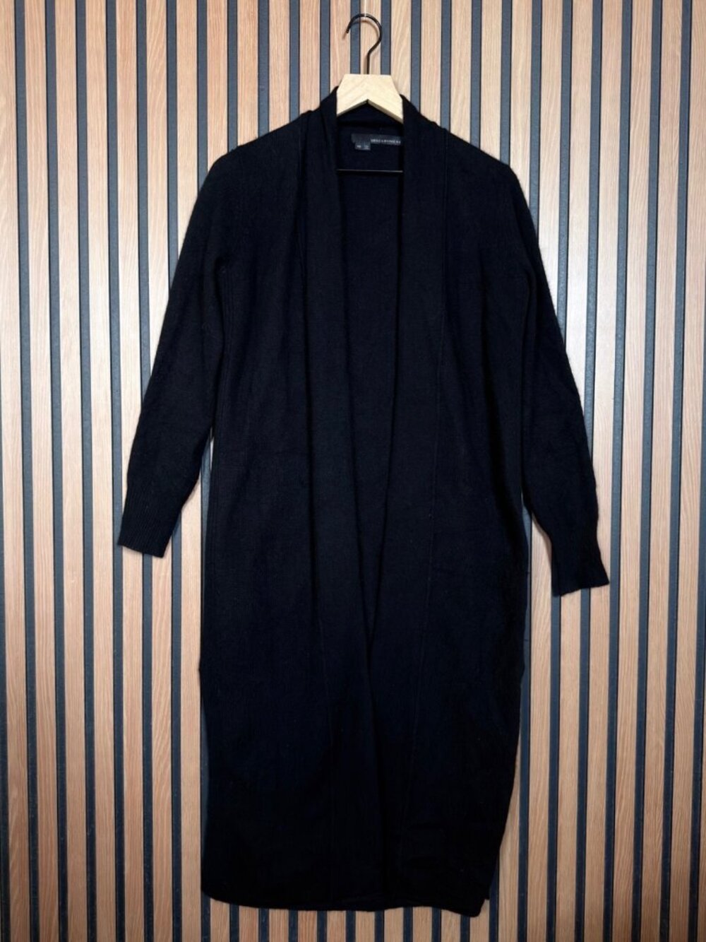 360 Cashmere Sweater XS Womens Black 100% Cashmere Soft Knit Open Front